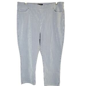 Mario Serrani striped stretch seersucker capri pull on pants, size XL, EUC